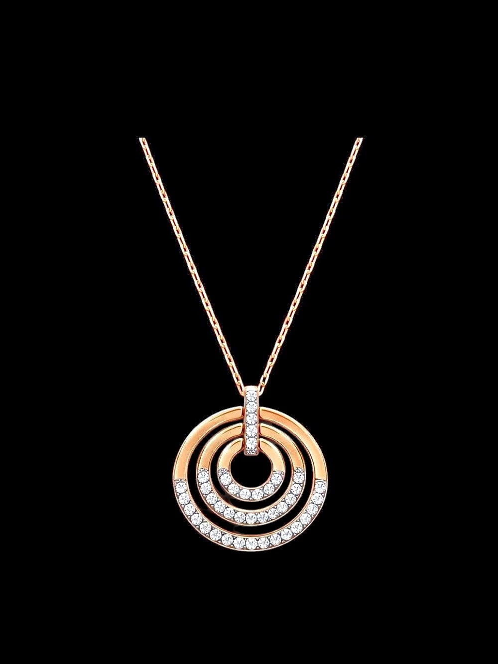New In Box Swarovski Circle Pendant Necklace in Rose Gold Article No 5528565